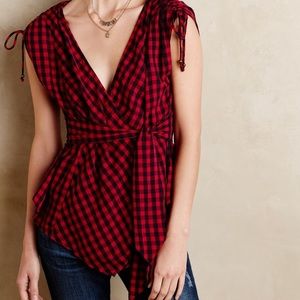 Anthropologie, Holding Horses, Gingham wrap top